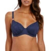 Marseille Gathered Full Cup Bikini Top -Fashion Lingerie Store large 1 2691 navy
