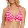 Totally Check Banded Halter Bikini Top -Fashion Lingerie Store large 1 598 pink
