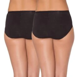 Sloggi Cotton Midi Brief Twin Pack -Fashion Lingerie Store large 2 3705 black